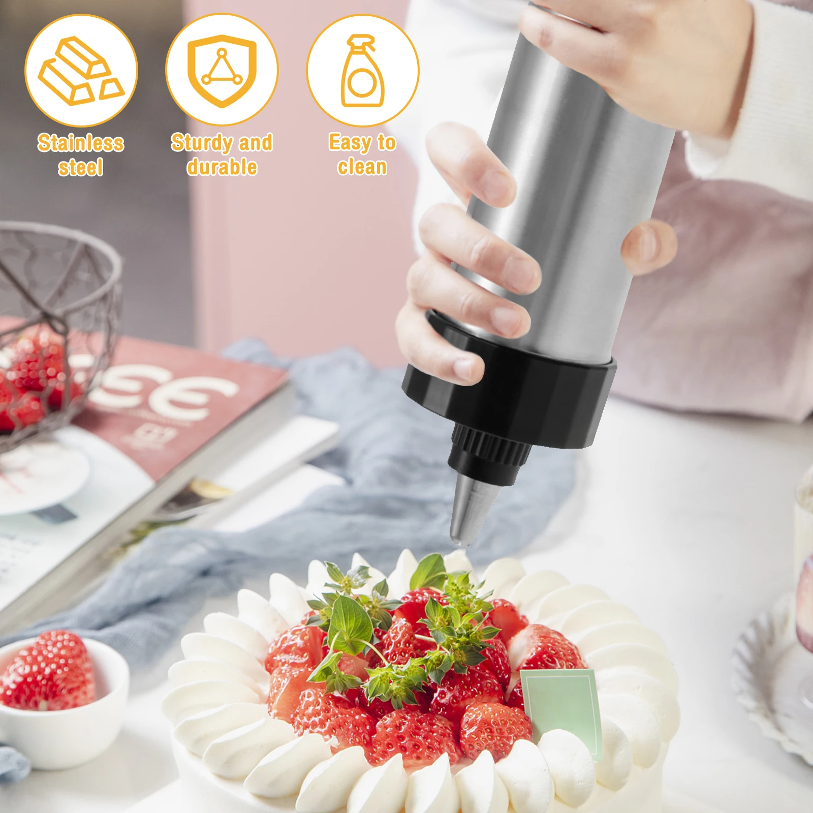Stainless Steel Cookie Maker Press Kit Manual Churros Maker Machine DIY Baking Cookie Biscuit Press Kit Press Gun Biscuit Tools