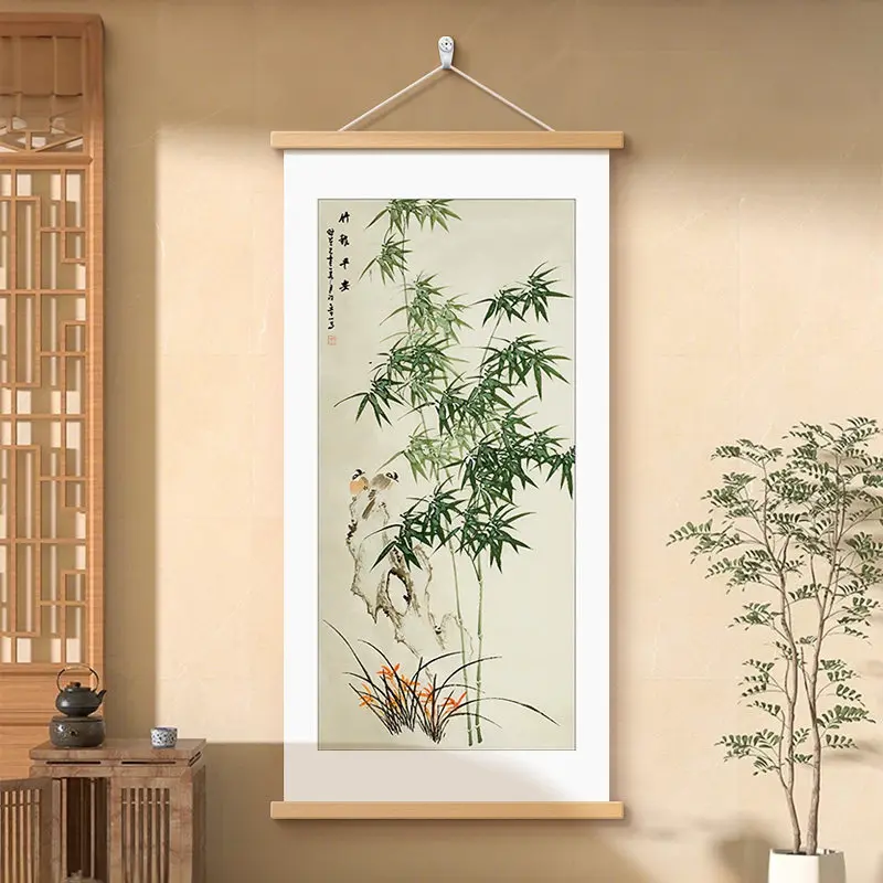 

Традиционный бамбуковый свиток с благословениями - Новое настенное искусство в китайском стиле для чайной комнаты, кабинета, домашнего декора по фен-шуй