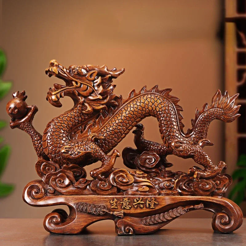 MOYU Fengshui Golden Dragon Decoration Brings Wealth and Fortune Qinglong Town Residence Living Room Craft Decoration