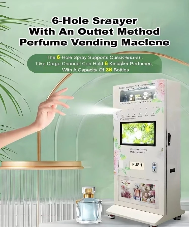 Costume Perfume Vending Machine 10-Perfume Dispenser SDK Function 22-inch Touchscreen Cloud-Based Management