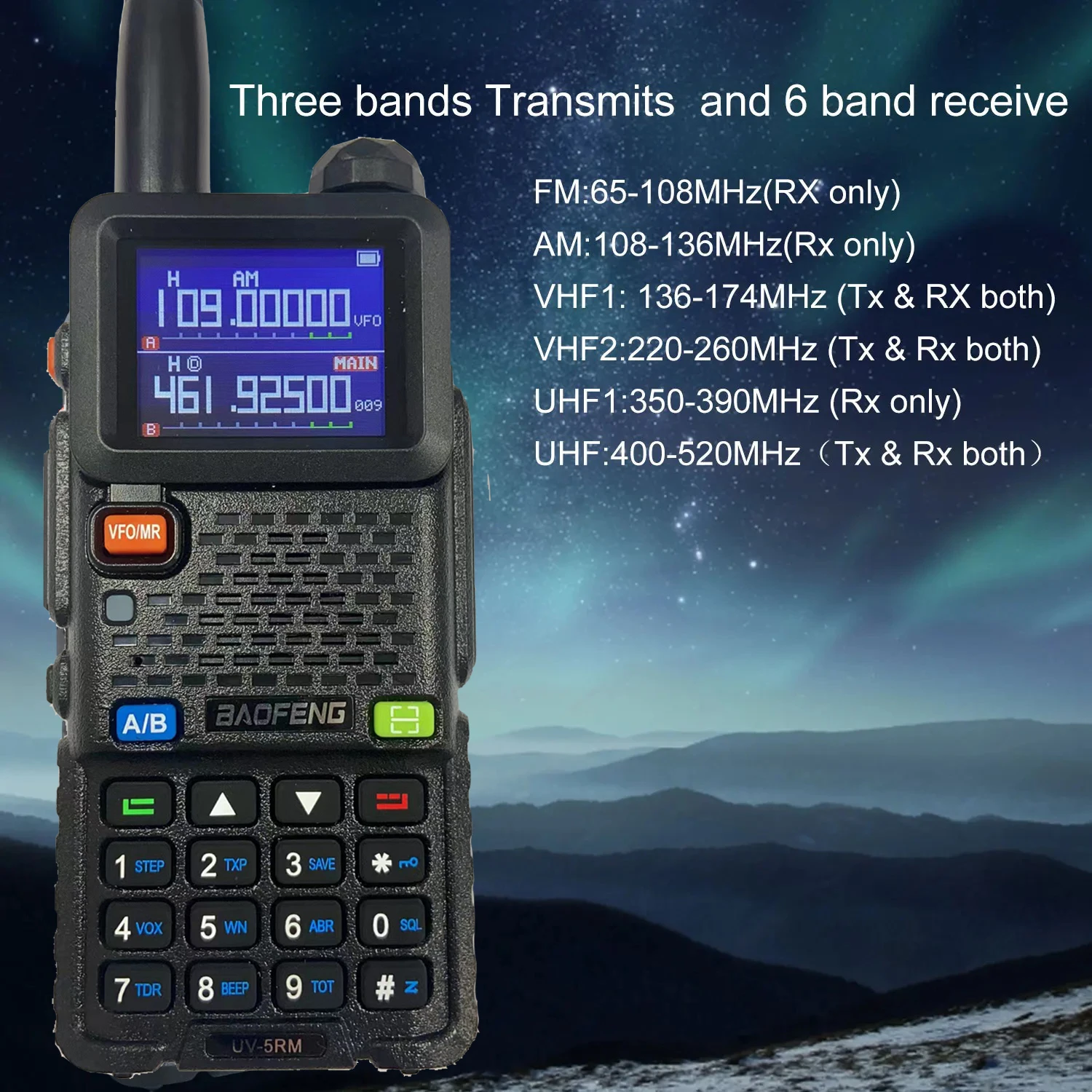 Baofeng UV-5RM Air Band Multiband One Key Frequency Copy Scrambler NoAA Weather Broadcast FM Radio Baofeng UV-5RH M Version