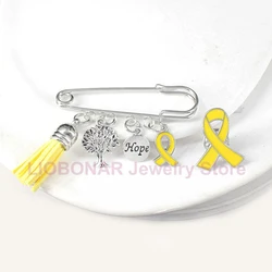 10PCS Lot New Yellow Ribbon Health Peace Enamel Pins Cancer Hope Expectation Prevention Safe Return Badge Brooches For Relatives