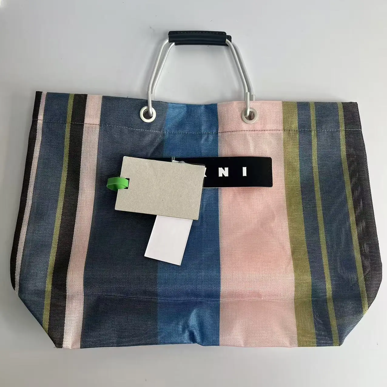 

Современная плетеная алюминиевая сумка-тоут — складная сумка для покупок унисекс, тканая сумка для продуктов с удобными ручками