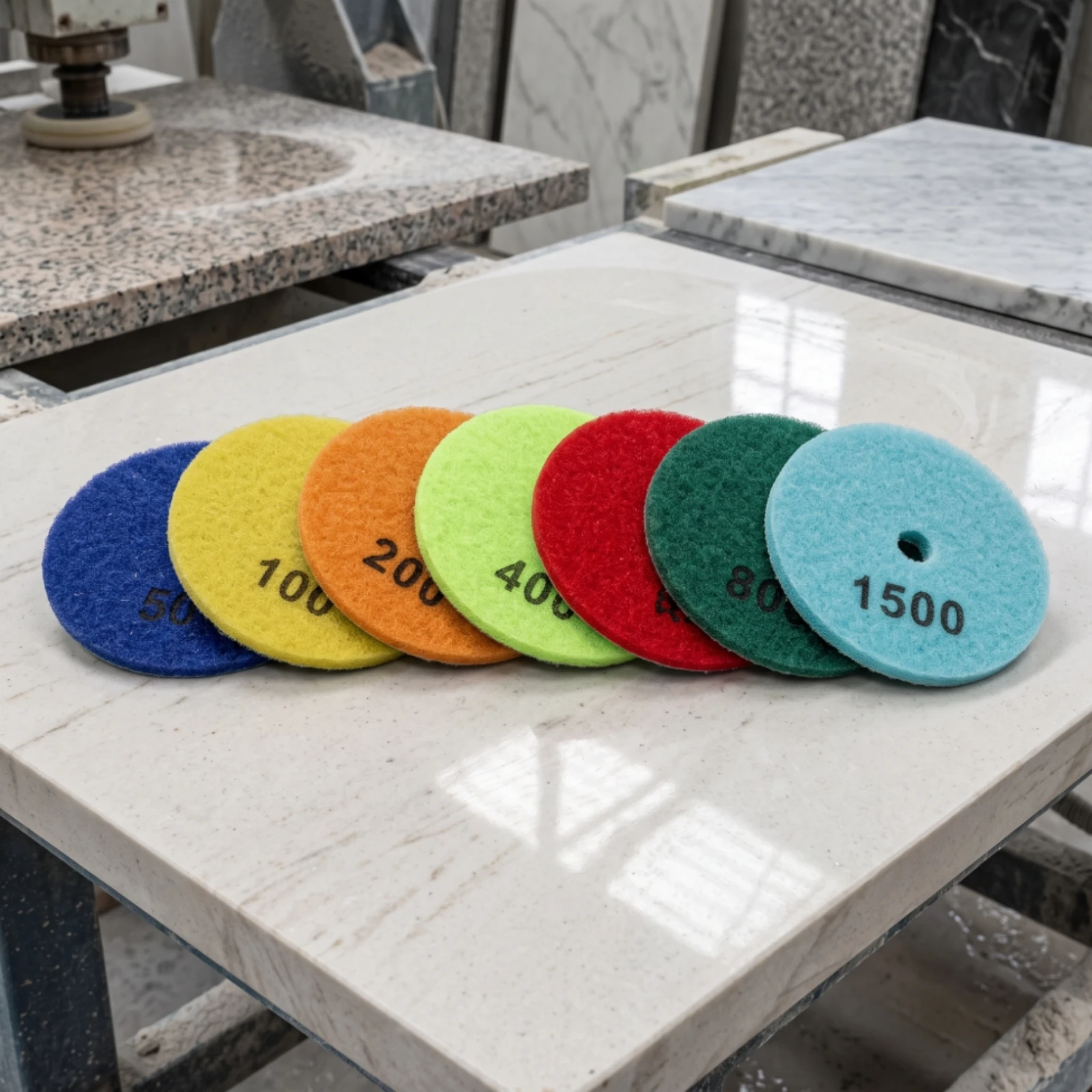 7 Pieces Diamond Polishing Pad with Hook and Loop Backing 50 Grit Diamond Polishing Pad Abrasive Honeycomb Segmented