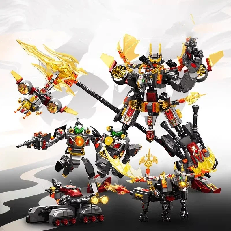 SEMBO Transforming Robot Building Block Assembly Mecha Model The Legend of Three Kingdoms Lu Bu Figure Birthday Gift