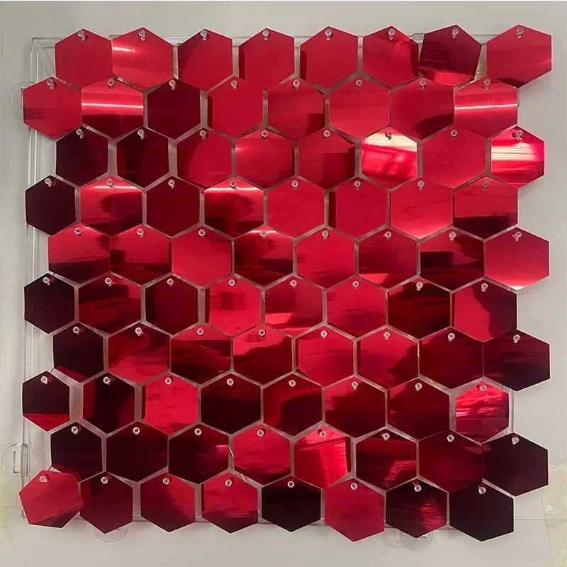 12/16/18 Stück sechseckige Pailletten-Hintergrundplatten für Hochzeit, Geburtstag, Party, Hintergrund, Wanddekoration, schimmernder Hintergrund, Vorhang, 30 x 30 cm – Detail 24