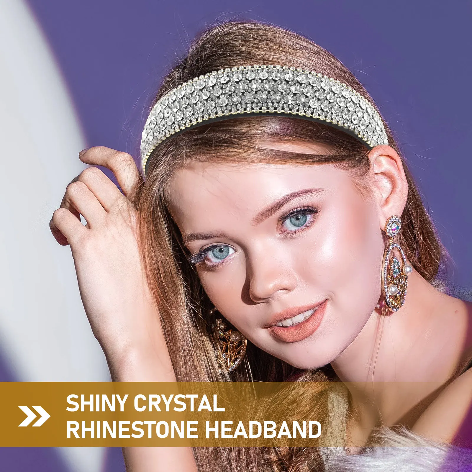 

Sparkly Rhinestone Headband Women Crystal Hairband Party Wedding Bridal Glitter Hair Accessory Rhinestone Headband