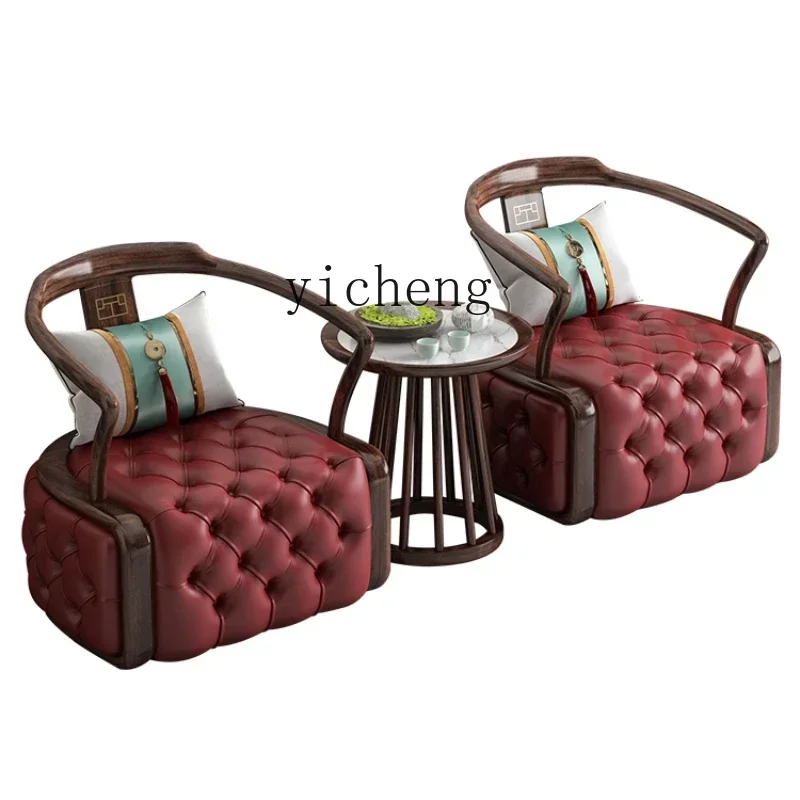 

new Chinese leisure chair simple armchair three-piece large living room light luxury all solid wood sofa Taishi chair