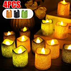 4/1PCS Świeczki LED Bezpłomieniowe brokatowe podgrzewacze Wielokolorowy kształt fali Ozdoba na biurko Lampa Ślub Xmas Party Home Decor