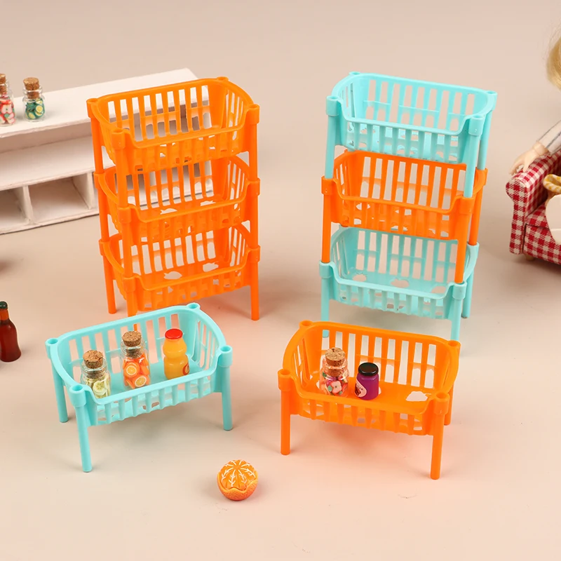 5Pcs 1/12 Dollhouse Mini Stackable Storage Baskets Model Dollhouse Furniture Decoration Dolls House Kitchen Decor Accessories