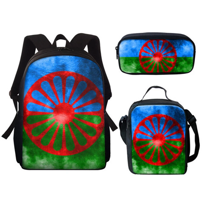 Harajuku Popular New Flag Of The Oromo 3D Print 3pcs/Set Student School Bags Laptop Daypack Backpack Lunch bag Pencil Case