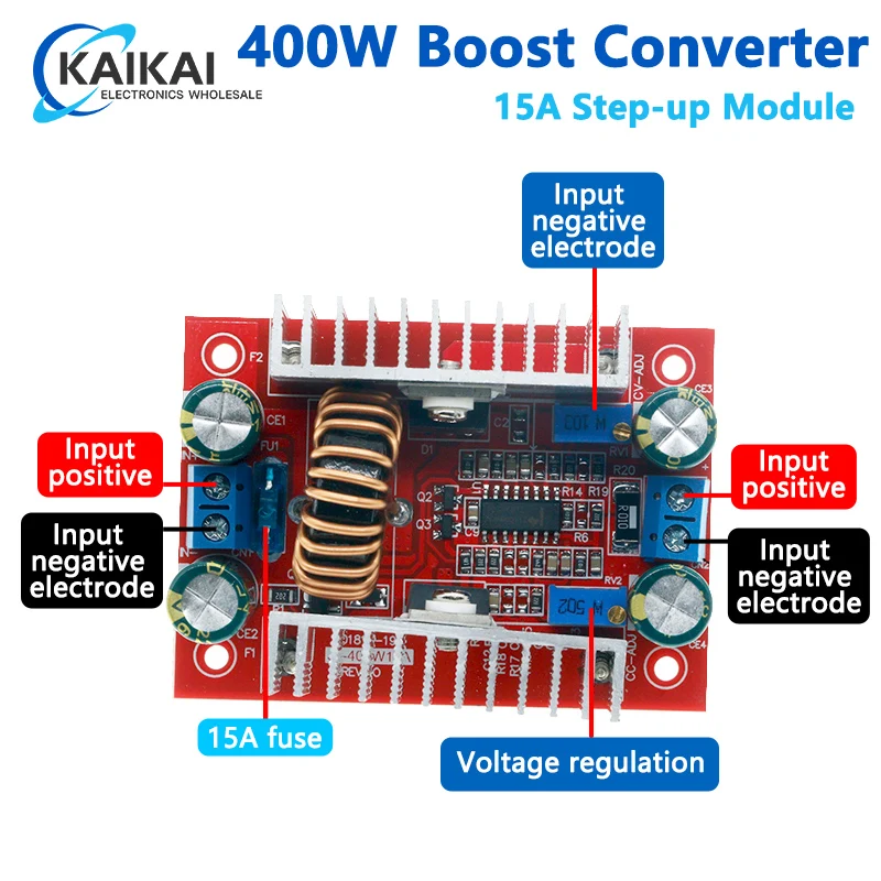 DC 400W 15A Step-up Boost Converter Constant Current Power Supply LED Driver 8.5-50V to 10-60V Voltage Charger Step Up Module