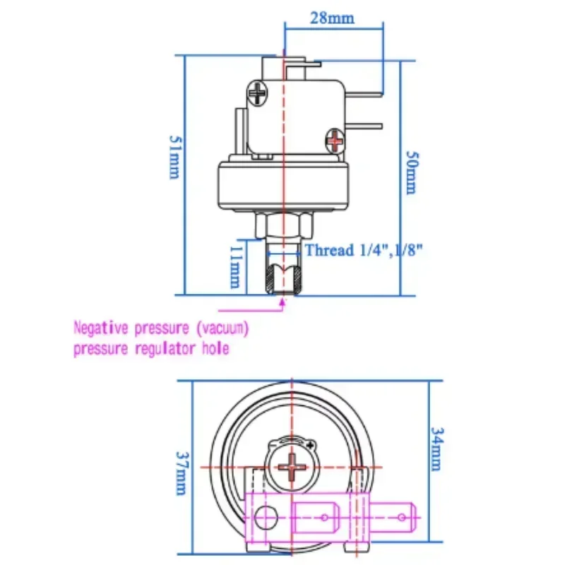 G1/4 G1/8 Vacuum pressure switch -90- -10kpa Adjustable pneumatic Negative Pressure Switch Vacuum pump pressure control switch