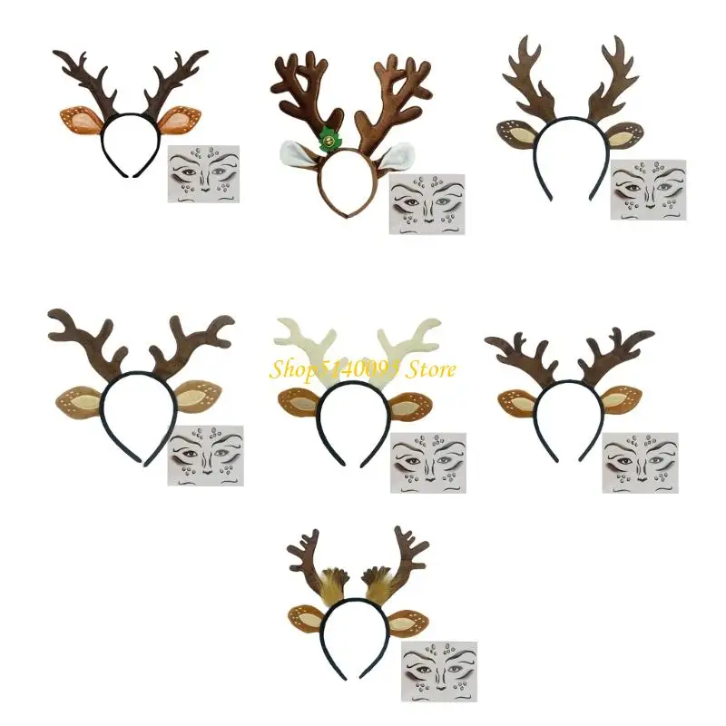 

DXAE Christmas Antlers Headband Sticker Assortment Soft Fabric Role Play Decors