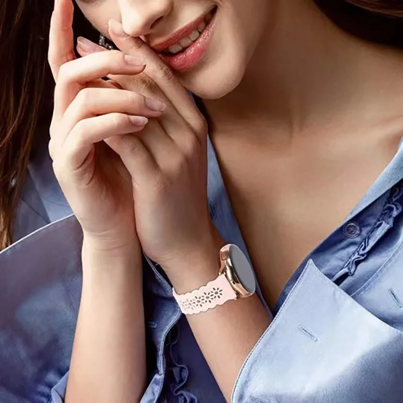 20 مللي متر الفتيات العصابات لساعة سامسونج جالاكسي 5 برو 45 مللي متر Watch7 6 4/5 40 44 مللي متر/4 حزام سيليكون كلاسيكي ل Amazfit GTS 4/GTS 3 Brac