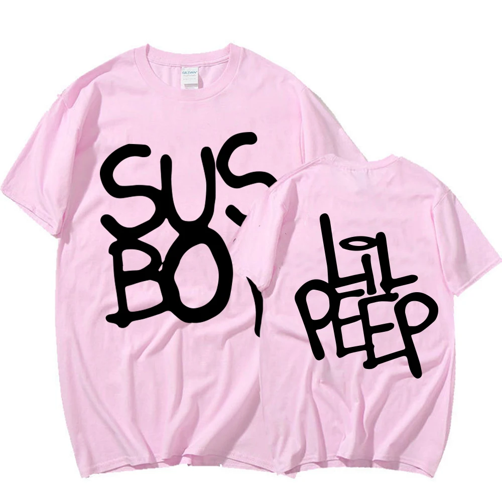 Lil Peep Sus Boy Pink Graphic T Shirt Hip Hop Rapper T-Shirt Men Women Short Sleeve T Shirts Gothic Streetwear