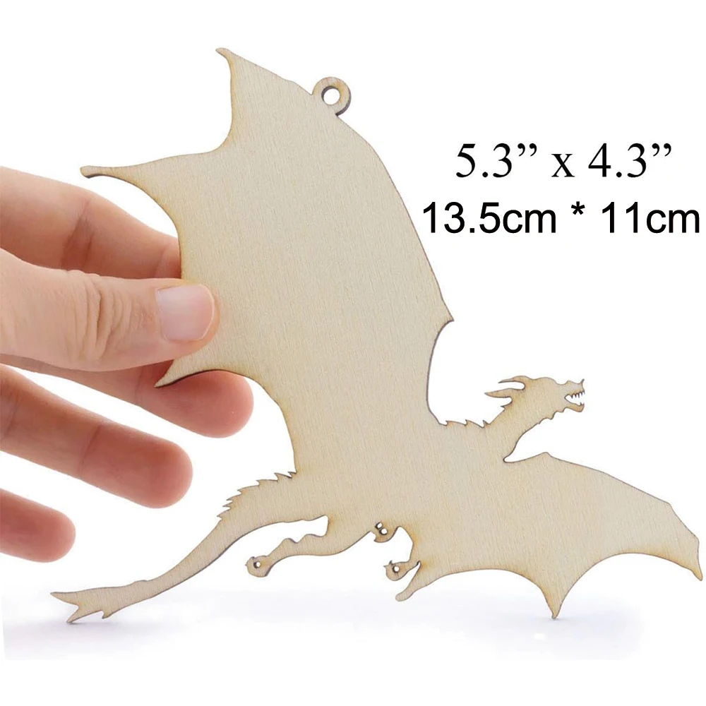 20 Pack Unfinished  Wooden Dragon cutout hanging Ornaments DIY for Home Party Room Decoration Craft Project