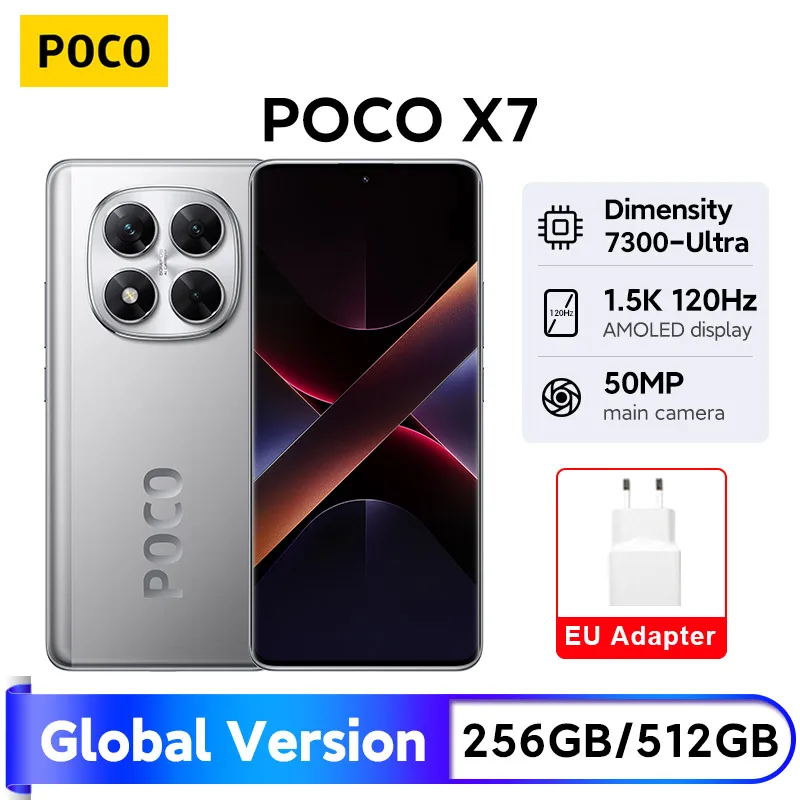 POCO X7 5G SmartPhone versión Global, Pantalla AMOLED de 6,67 pulgadas, 120Hz, Dimensity 7300-Ultra 50MP, cámara OIS, batería de 5110mAh, IP68, NFC