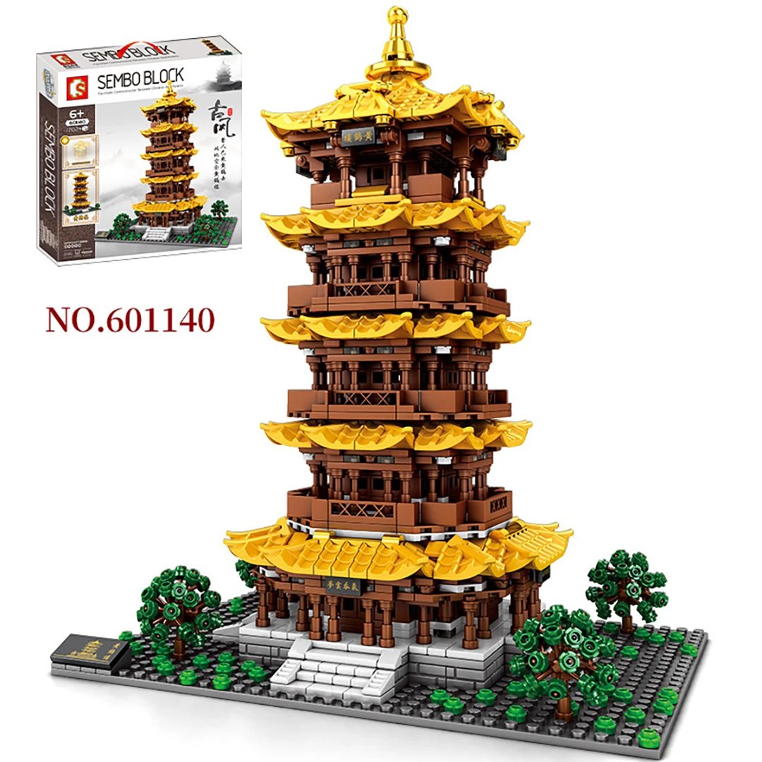 1702 Pieces Chinese Style Architecture Building Block Technology Assembly Electronic Drawing High TechToys Kids Christmas Gifts