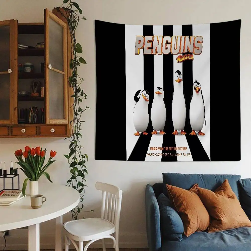 Classic Anime The P-Penguins of M-Madagascar Printed Large Wall Tapestry Indian Buddha Wall Decoration Hippie Wall Art Decor