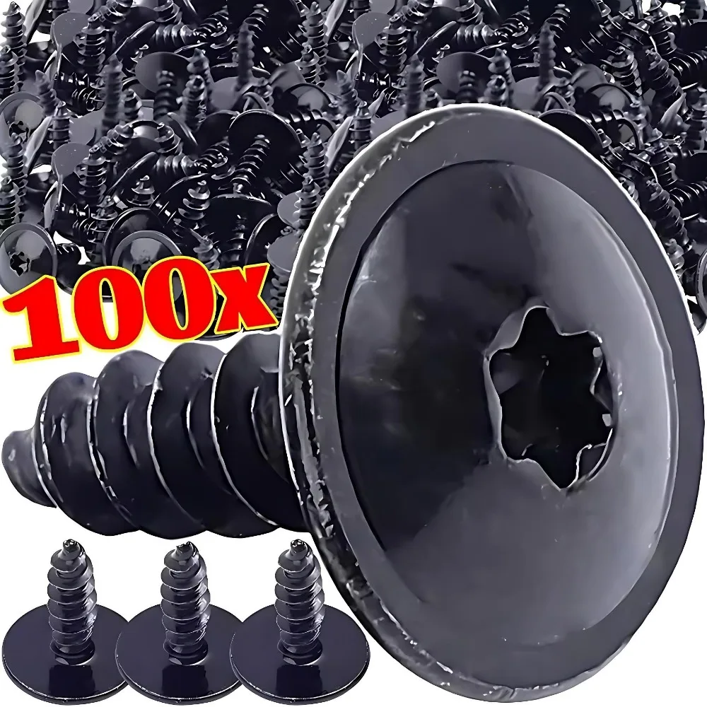 Viti Autofilettanti Nere per Auto Volkswagen Audi N90974701, per Sottoscocca, Parafanghi, Passaruota, Fissaggio Paraurti