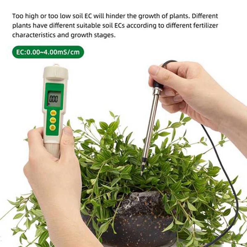 EC-3185 Soil Meter 3 In 1EC/TDS/CF Soil Tester Digital Garden Plant Soil Temperature Conductivity Tester With Probe