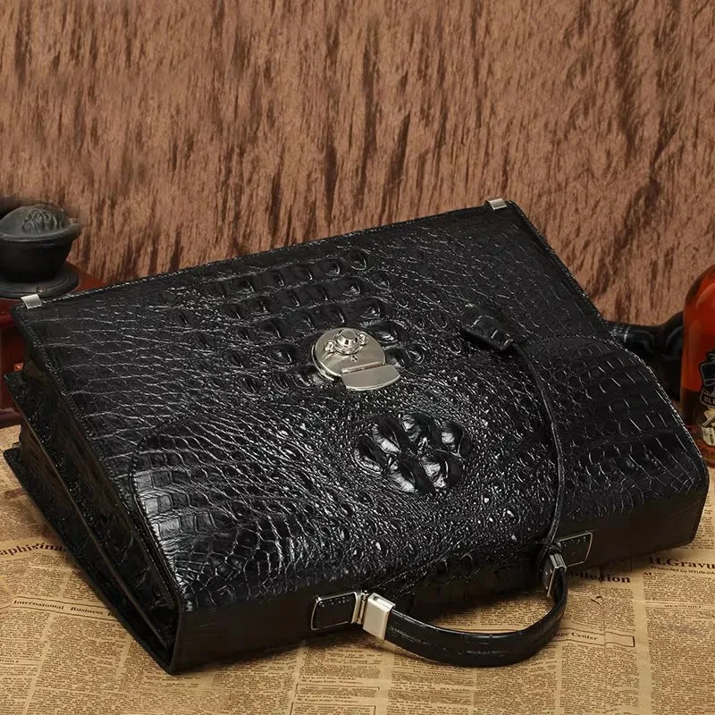 lukani New men Crocodile bag Cross-Style Business Men Handbag Men's Carry-On male Briefcase Business Bag With Lock bag