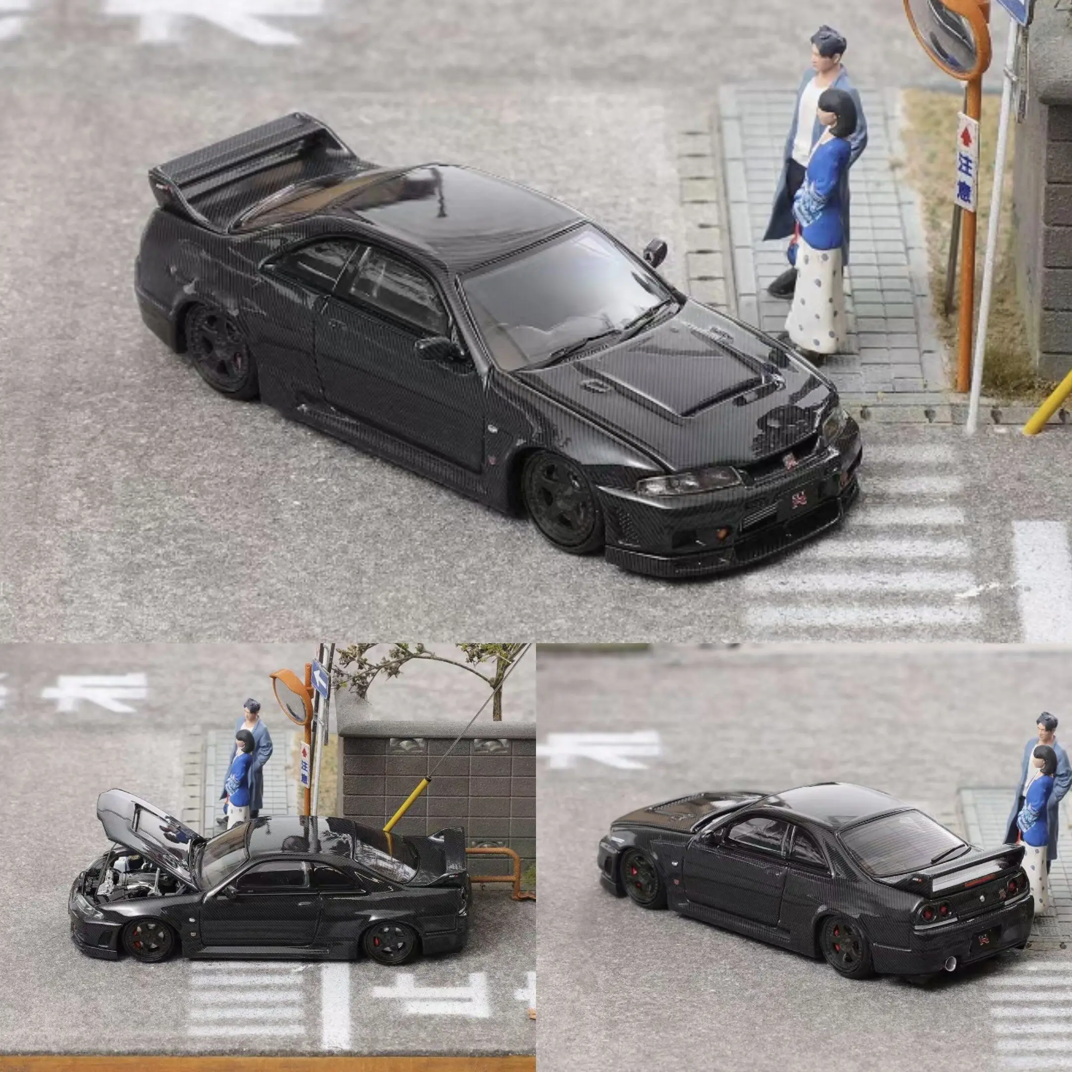 Diecast FH 1:64 Scale GTR R33 Nismo 400R Black Alloy Car Model