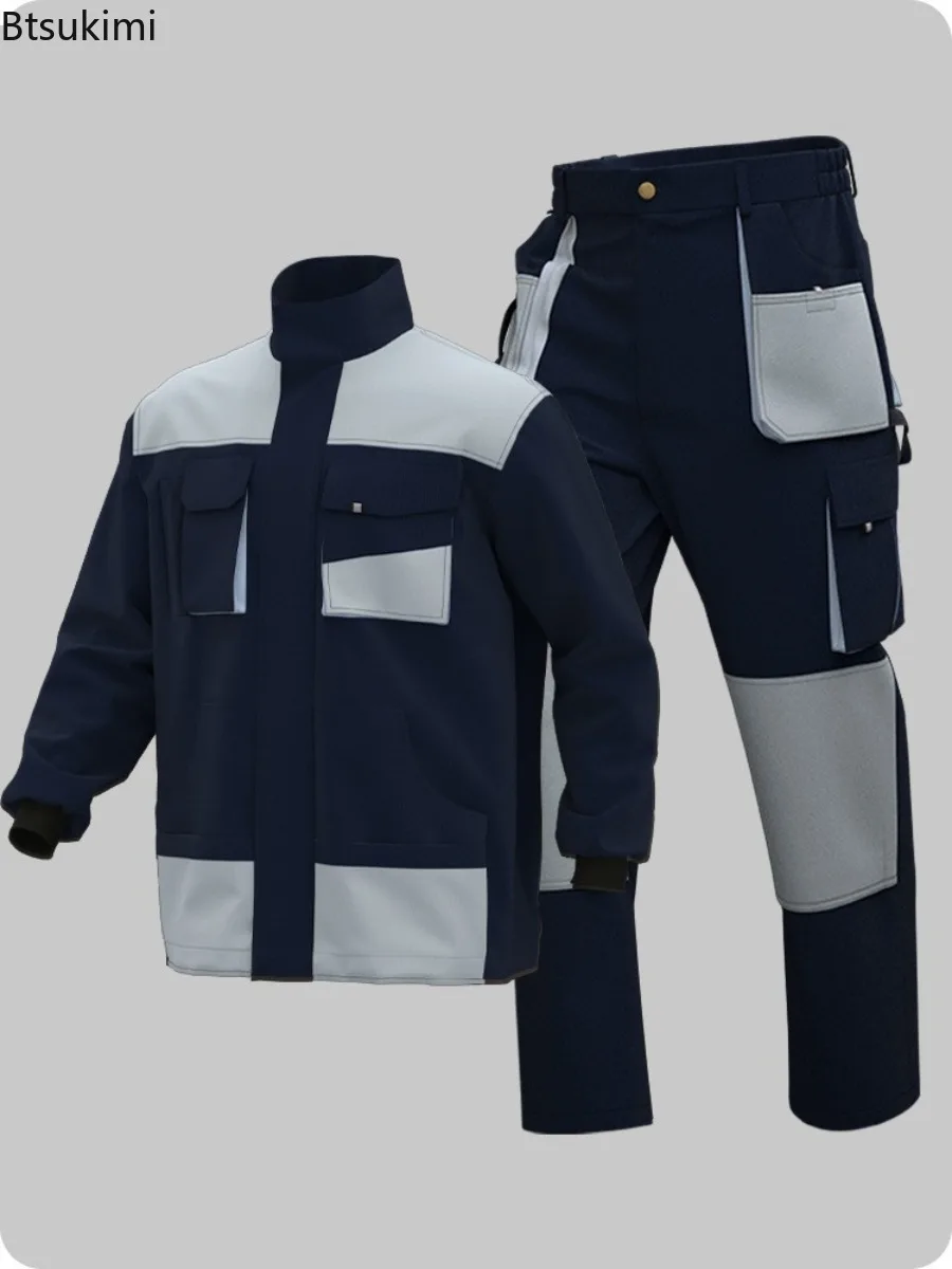 作業服男性溶接工建設現場グリーンエンジニアリング服ポリコットン耐摩耗性スーツ労働保護ジャケット-パンツ