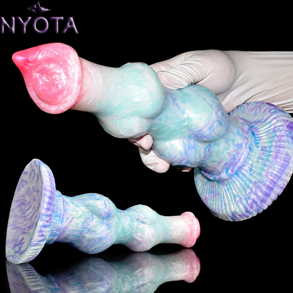 

NYOTA Thick Dog Dildo Sex Toy For Women Men Large Knot Anal Plug Penis With Strong Sucker Female Masturbator Silicone Big Dildos