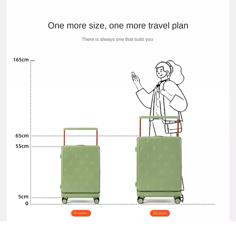 2024 neue breite Trolley Koffer Frauen 20 Zoll Handgepäck Fall vorne öffnen Computer fach Passwort Lade gepäck 24"