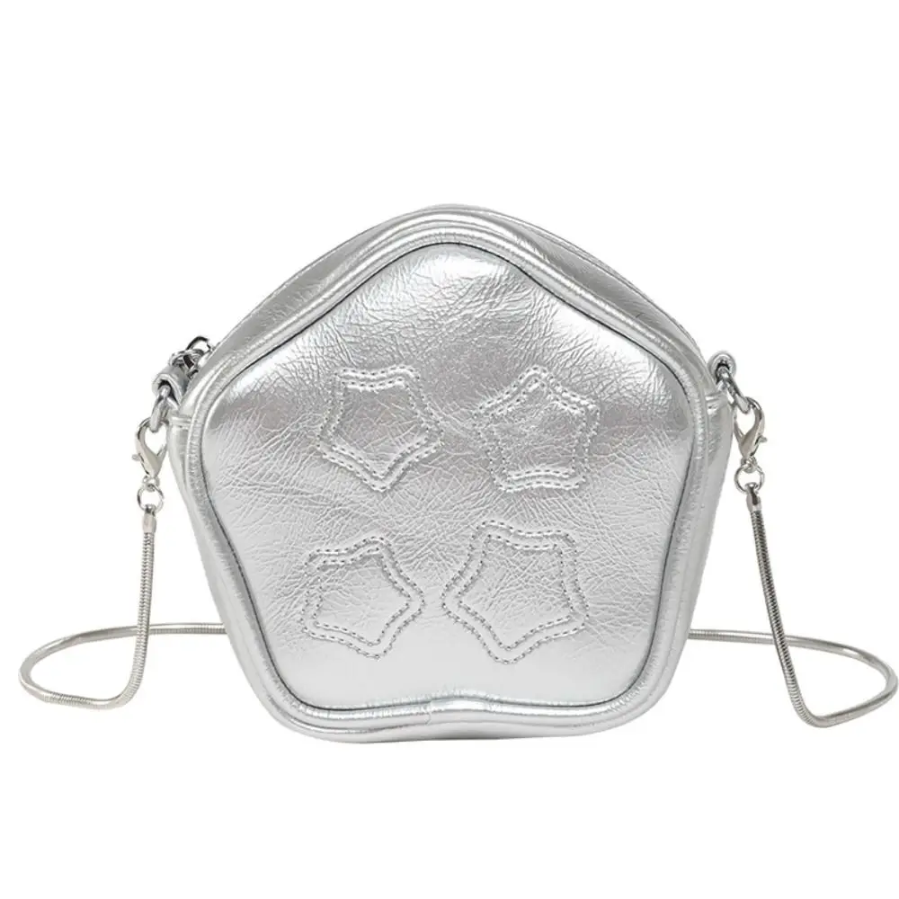 

Pu Leather Metal Chain Crossbody Bag Large Capacity Purse Star Printed Shoulder Bag Chain Small Bag Mini Lipstick Bag Party