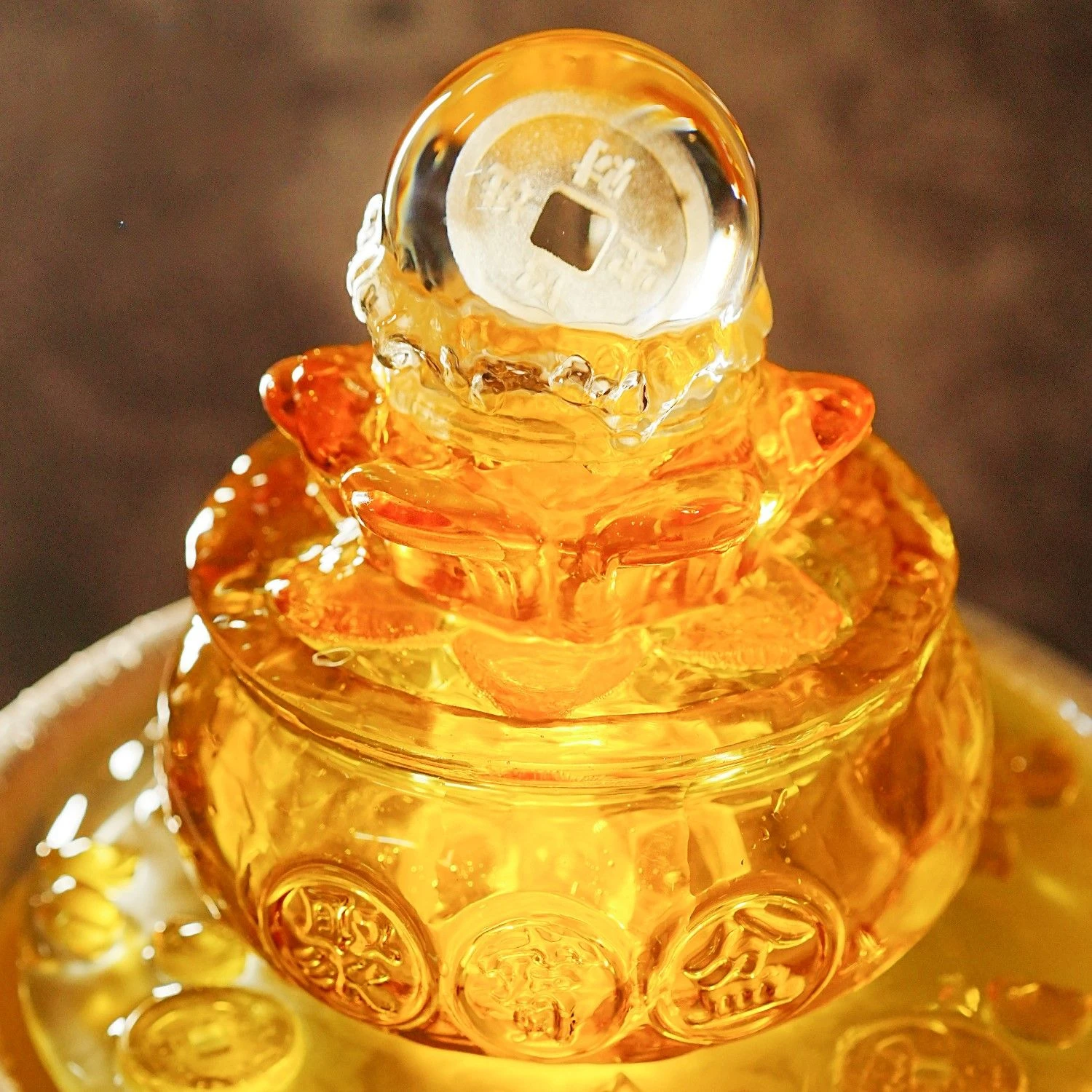 Wealth Treasure Cornucopia Fortune Water Circulating Decoration Home Crystal Ball Automatic Rotation Decoration Opening Gifts