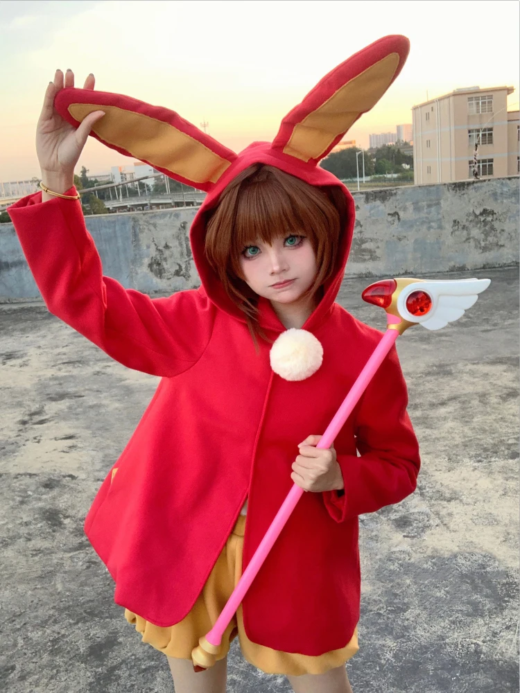 Anime Card Captor Sakura Cosplay Costume Clear Card Sakura Red Bunny Battle Suit Halloween Carnival Uniforms Party Clothing