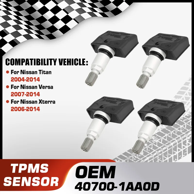 

40700-1AA0D 1/4PCS TPMS Tire Pressure Monitor Sensor For Nissan Titan 2004-2014 Nissan Versa 2007-2014 Nissan Xterra 2006-2014