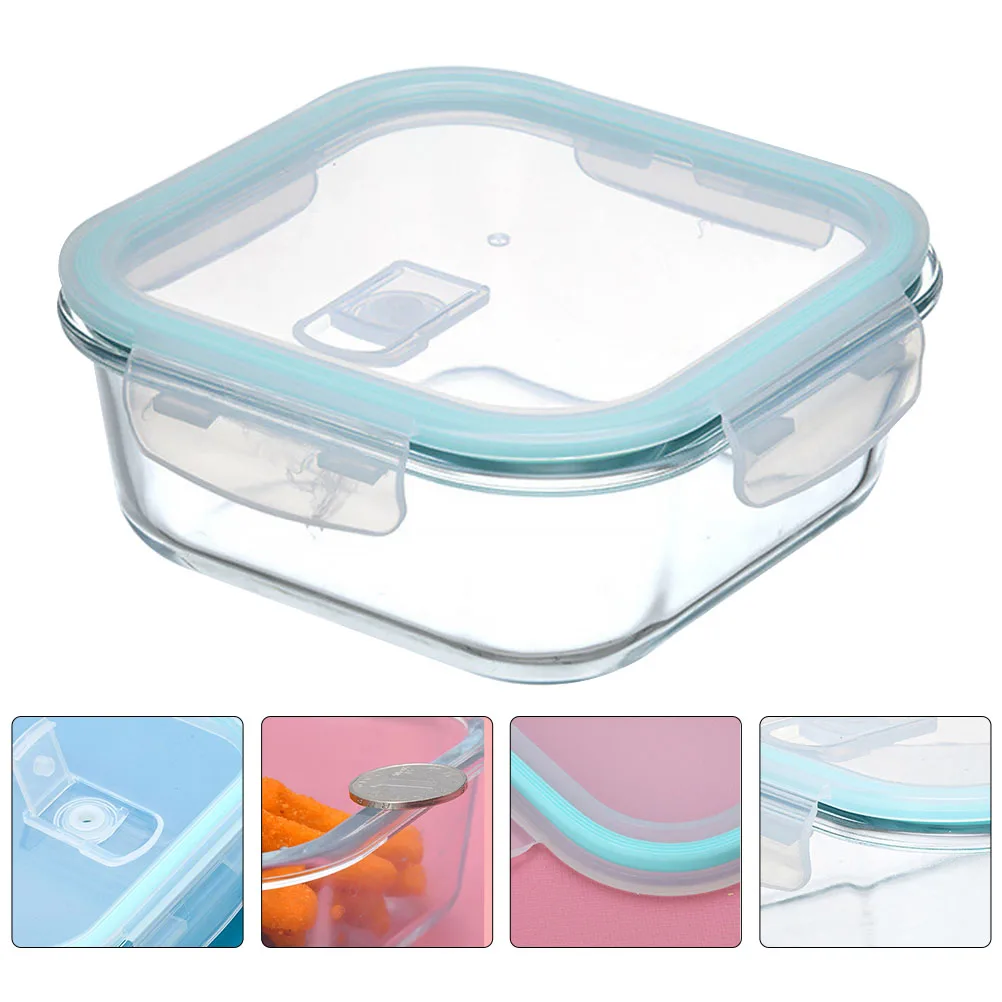 

Термостойкая стеклянная чаша с крышкой, однослойная коробка для бенто, герметичный контейнер для фруктов, салатов, пикника, стеклянный ящик для хранения