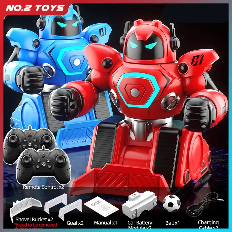 Robot RC de batalla azul y rojo, Robot de combate de boxeo con Control remoto de 2,4G, juguete interactivo, demostración automática, Robot inteligente, batalla, fútbol, juguete para niños