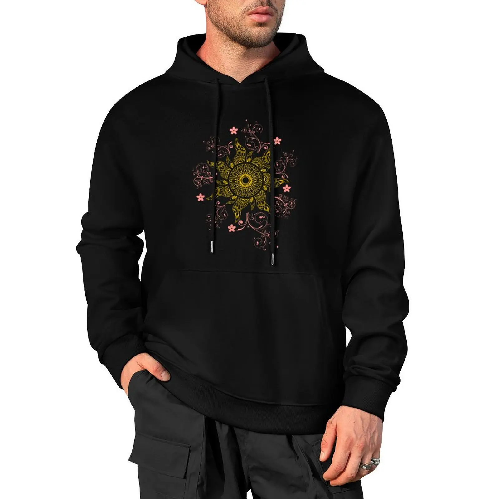 

Mandala Gold Flower Pullover Hoodie male clothes japanese style men's sweat-shirt men's coat autumn hoodie