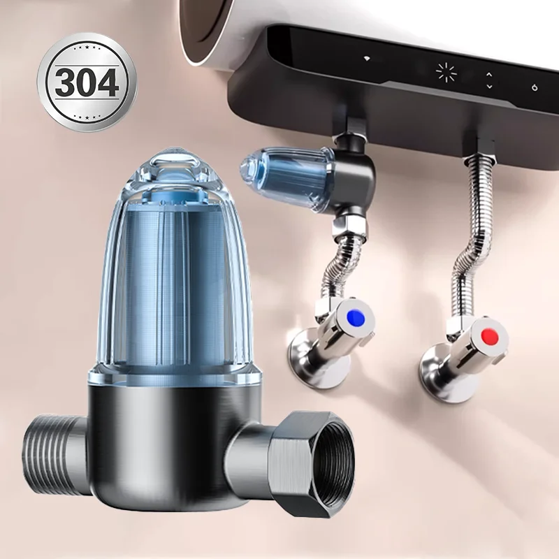 Filtro de agua de ducha, prefiltro de alta presión de acero inoxidable, purificador de calentador de agua para duchas, fregaderos, filtro de sedimentos giratorio