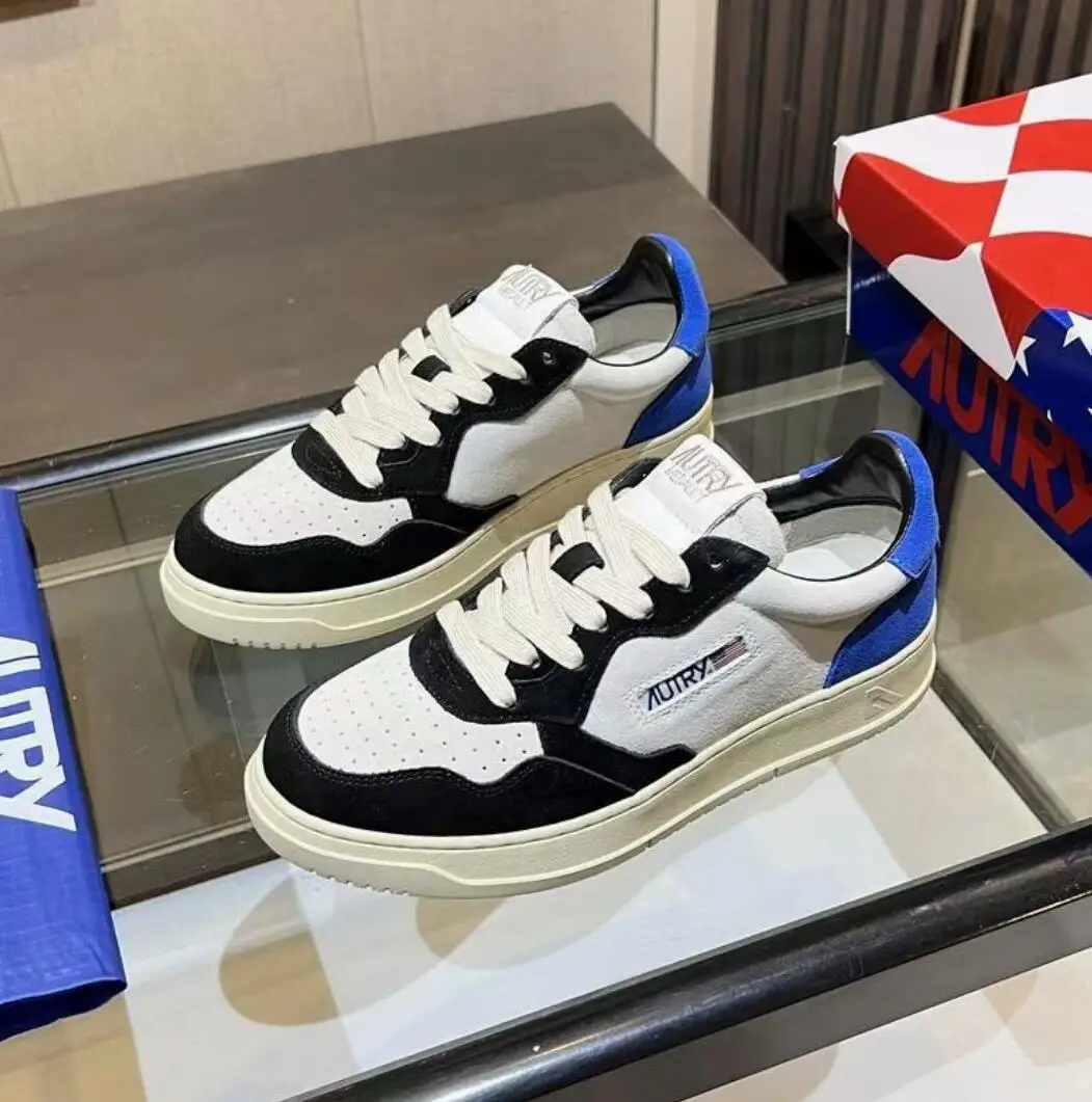 

New Sneakers Shoes AUTRY MEDALIST Genuine Leather Breathable Lace up Casual Men Women Retro Running Shoes Board Shoes
