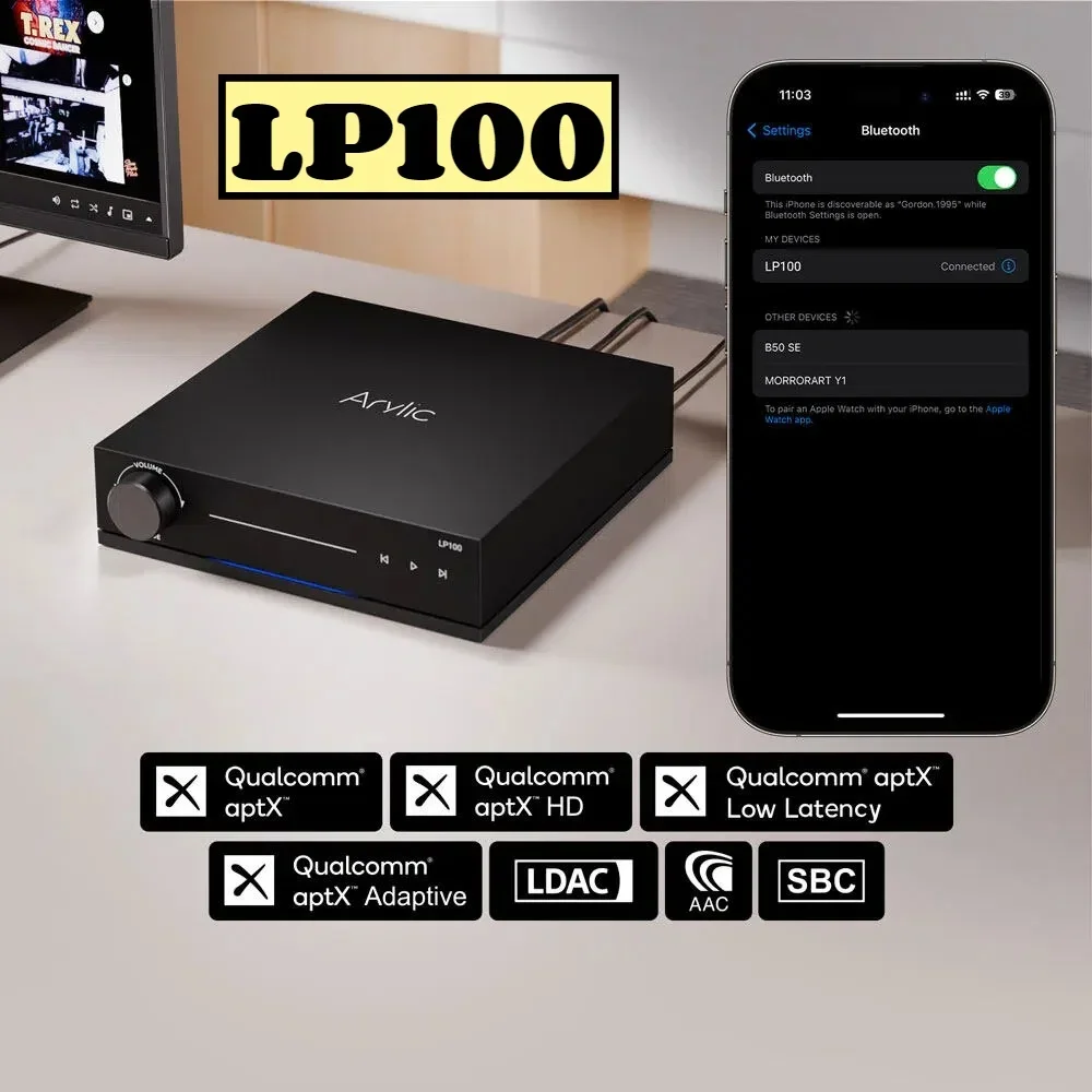 

Беспроводной музыкальный стример Arylic LP100 с Wi-Fi, Bluetooth 5.4, AirPlay 2, Google Cast, Spotify, TIDAL, Roon, HDMI, eARC, Phono DAC, Multiroom