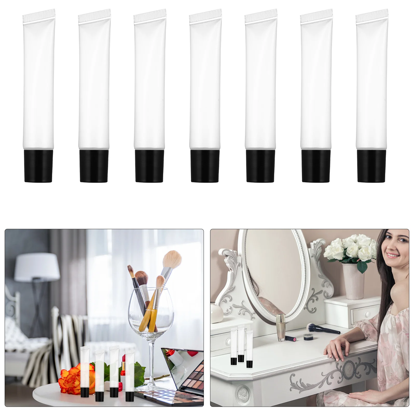 Ipetboom 50pcs Empty Plastic Squeeze Tubes for Lip Gloss Lipstick Containers Balms Packaging