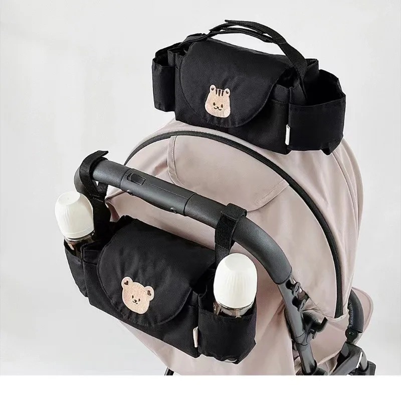 Baby stroller hanging bag cartoon bear storage bag Stroller basket hanging bag baby roller