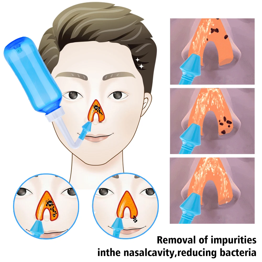 300ml Nasal Washing Nose Aspirator Nasal Wash Salt Cleaner Sinusite Allergic Rhinitis Treatment Child Adult Neti Pot Health Care