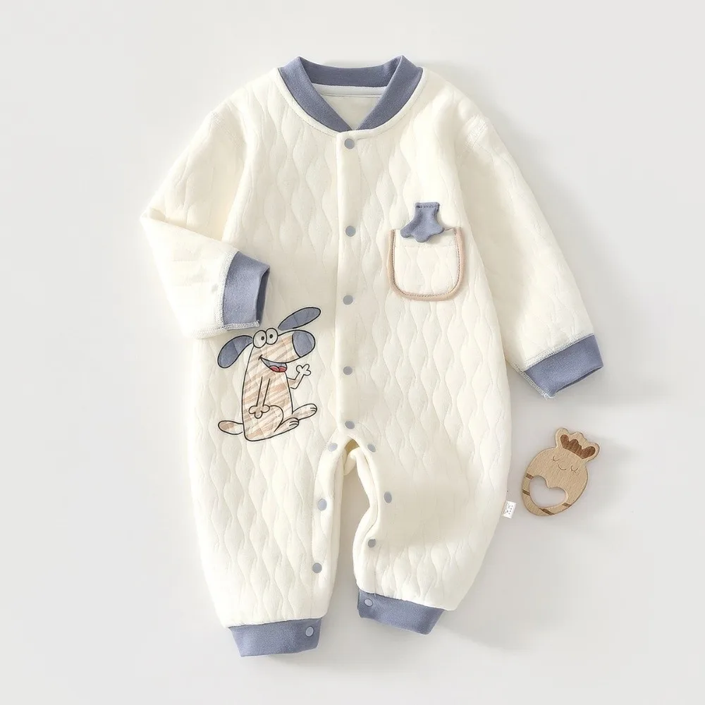 

Высококачественный трехслойный комбинезон, плотная хлопковая теплая одежда, милая одежда для ползания с героями мультфильмов, одежда для новорожденных