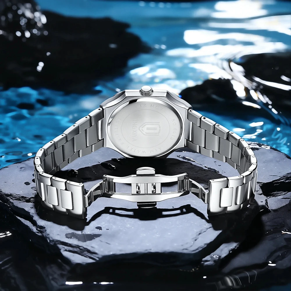 QINGXIYA العلامة التجارية مربع موضة رجل ساعة اليد مقاوم للماء مضيئة تاريخ كوارتز ساعات رجالي الفولاذ المقاوم للصدأ ساعة رجالية فاخرة Reloj