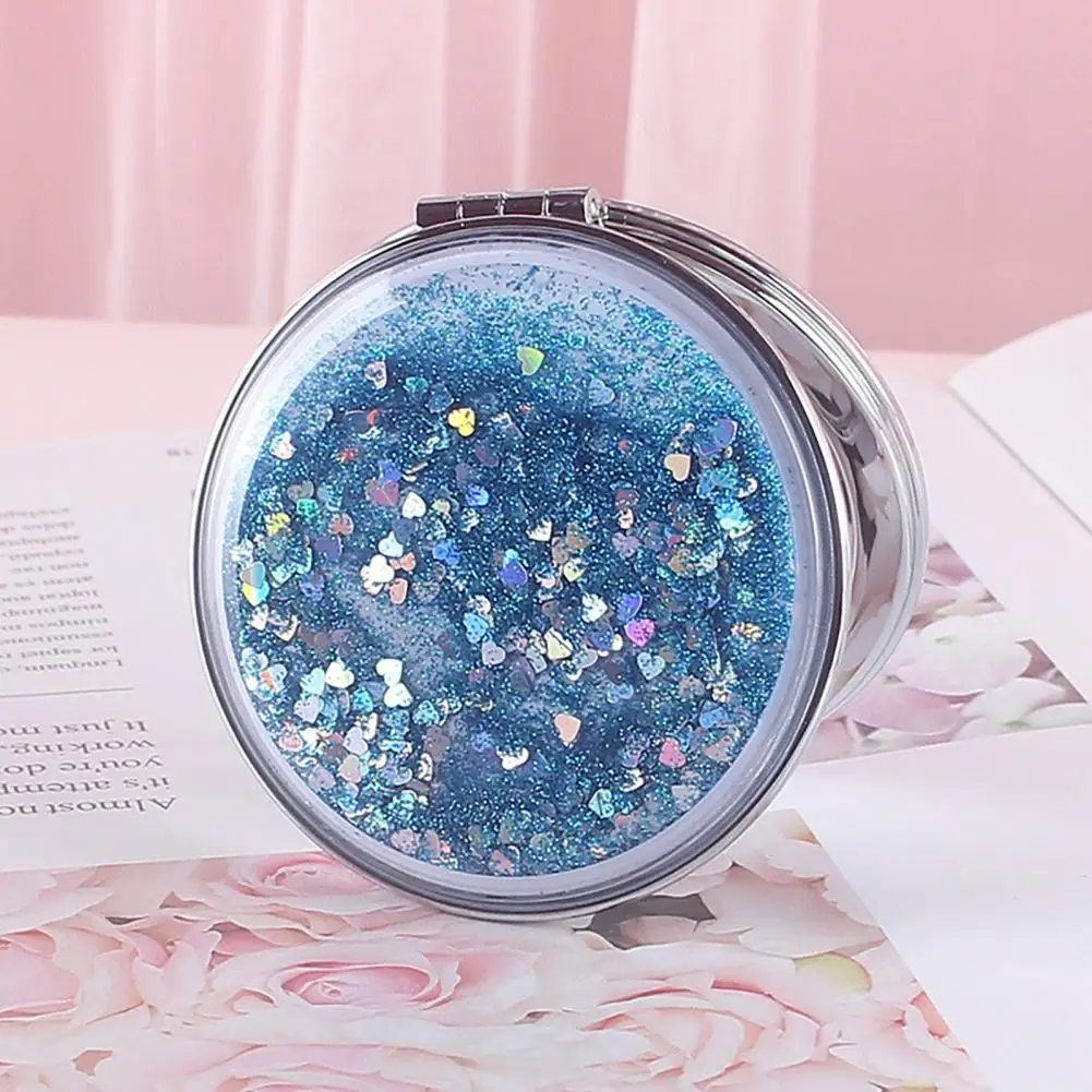 

Chic Makeup Mirror Compact Pocket Mirror Shiny Quicksand Beauty Stuff Long-lasting Makeup Mirror