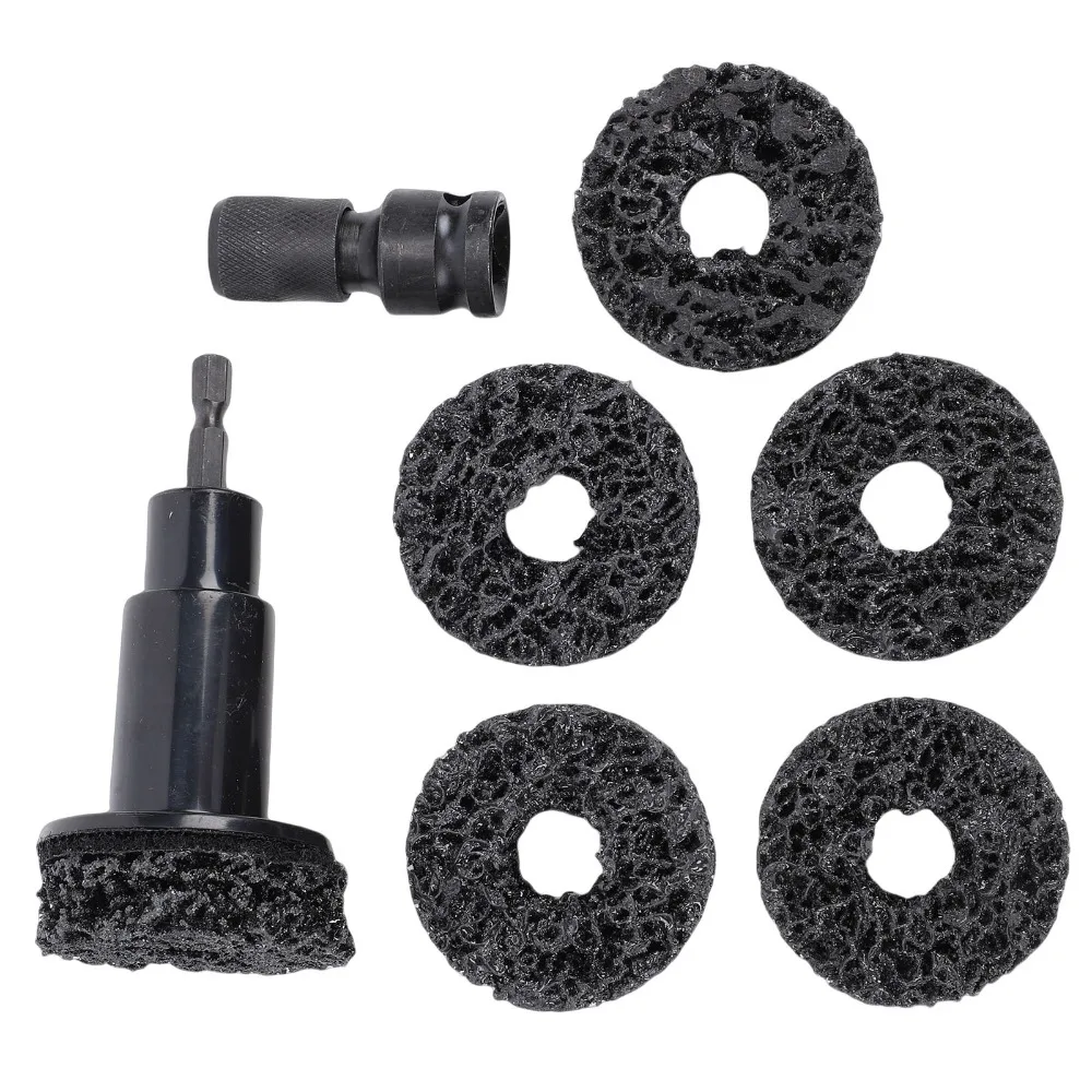 7PCS 6 Grinding Heads Wheel Hub Resurfacing Kit Rust Removal Impact Adapter Wheel Stud Cleaner Tools Universal