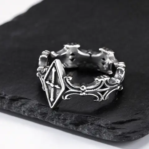 Punk Gothic Cross Ring for Men,Retro Stainless Steel Statement Ring,Birthday Party Jewelry Gift