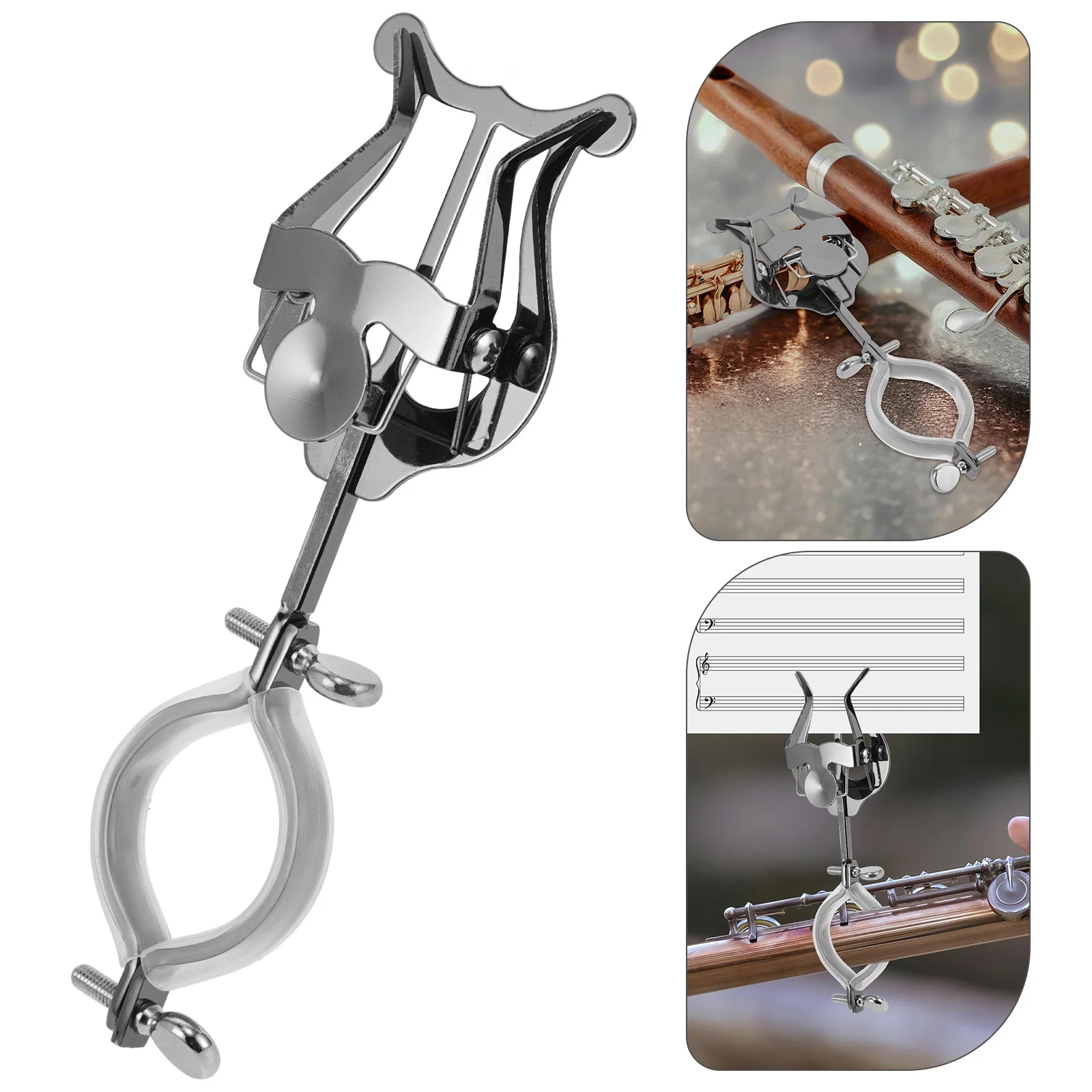

Clarinet Marching Lyre Portable Music Sheet Clip Metal Holder for Band Practice Adjustable Angle Sheet Music Clamp for Clarinet